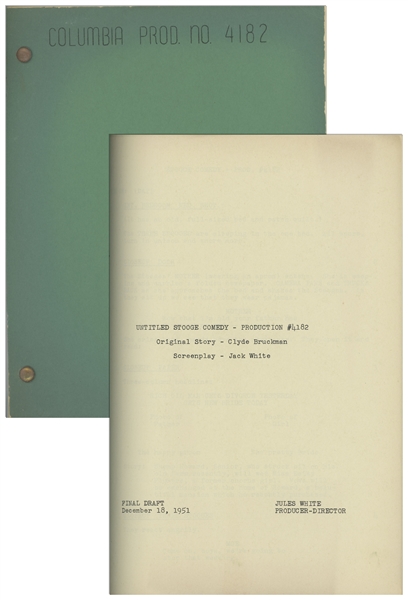 Moe Howards 23pp. Script Dated December 1951 for The Three Stooges Film Up in Daisys Penthouse -- Near Fine Condition